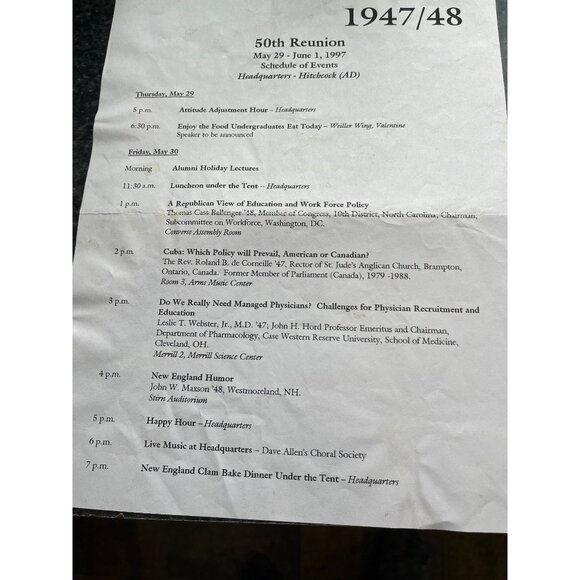 Vtg Amherst College 50th Reunion Book May 28-June 1 1997 Letter From Tom Gerety - Picture 8 of 9